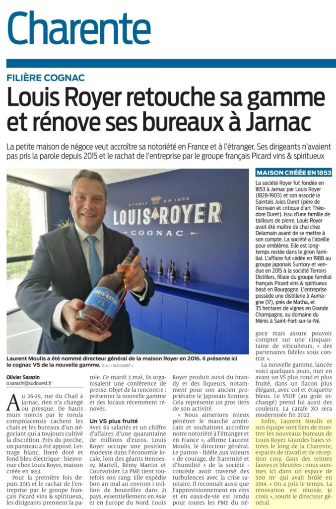 Article presse suite à l'inauguration des locaux Louis Royer 