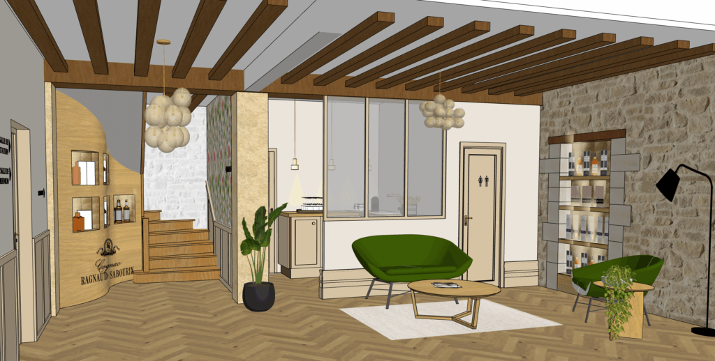 Maquette du projet de refonte de l'accueil du siège de la maison Ragnaud Sabourin