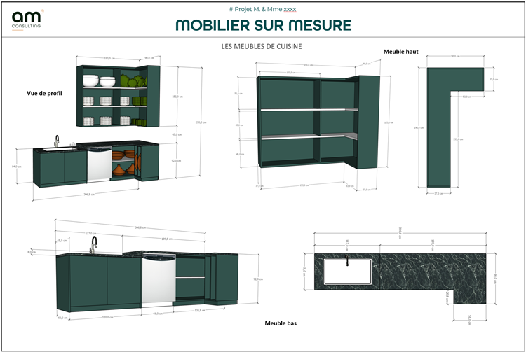 Cahier des charges à destination du menuisier pour la réalisation du devis et la fabrication des meubles cuisine sur mesure