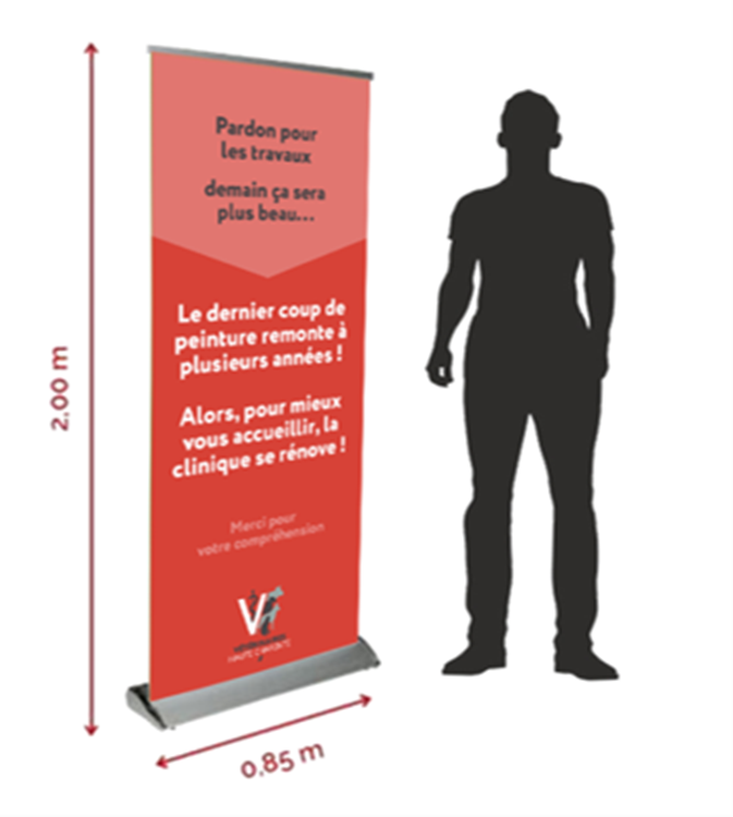 Signalétique durant les travaux (Ce roll-up a servi à Montembœuf et à Roumazières - Chasseneuil étant une création)