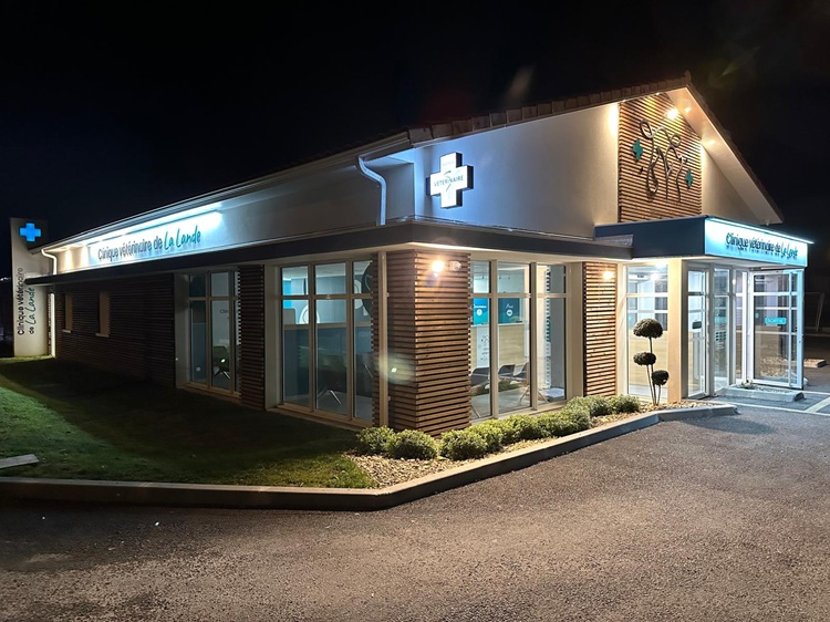 La façade vue de nuit