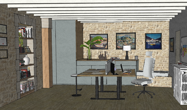 Simulation 3D du coté bureau