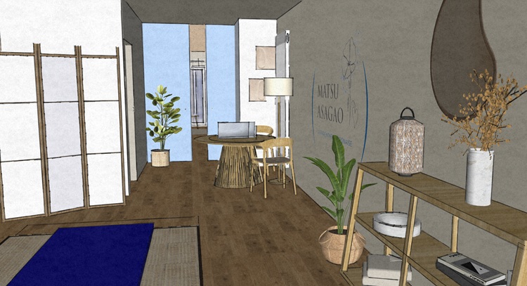 Maquette Simulation 3D du salon - Vue coté fond