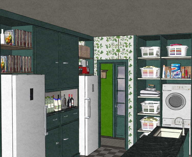 Simulation 3D du coté buanderie