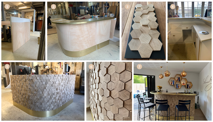 Etapes de fabrication du meuble du bar à l'atelier