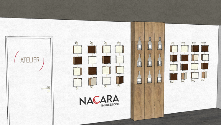 Maquette des meubles sur mesure pour la mise en avant des produits fabriqués par Nacara